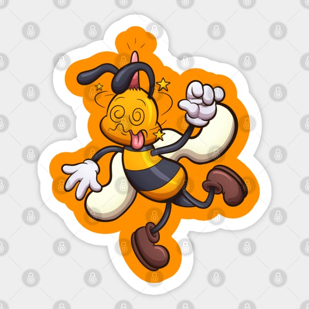 Smacked And Dizzy Cartoon Bee Sticker by TheMaskedTooner